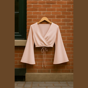 Shein Light Pink Bell Sleeve Blouse Size Small